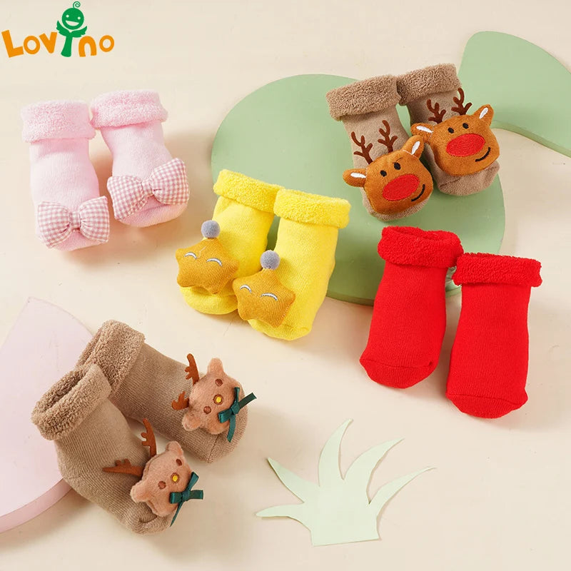 Kids Children'S Socks for Girls Boys Non-Slip Print Cotton Toddler Baby Christmas Socks for Newborns Infant Short Socks Clothing