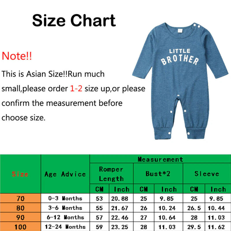 Pudcoco 2021 Newborn Baby Boy Long Sleeve Little Brother Romper Jumpsuit One-Piece Clothes