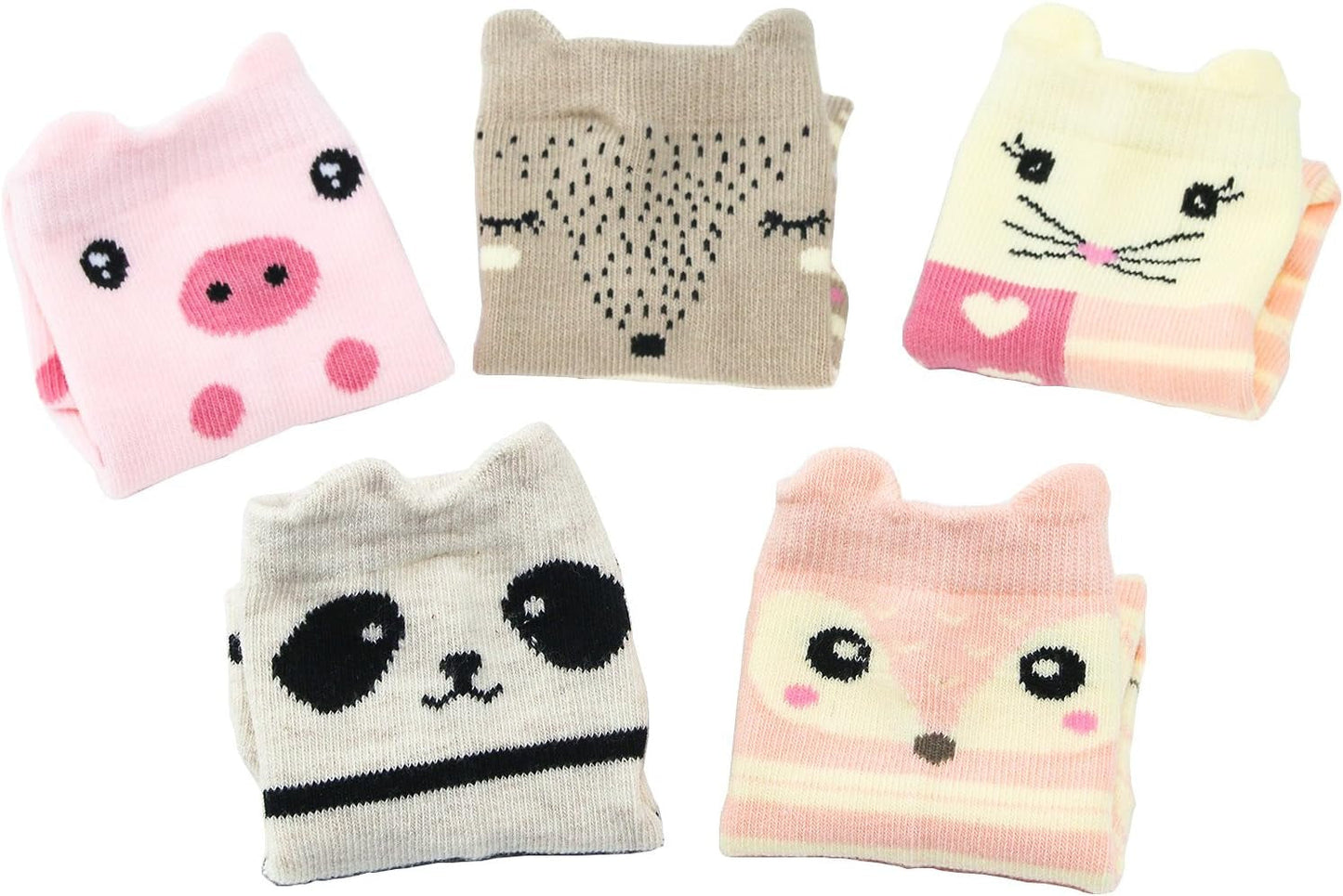 Kids Toddler Big Little Girls Fashion Cotton Crew Cute Socks -5 Pairs