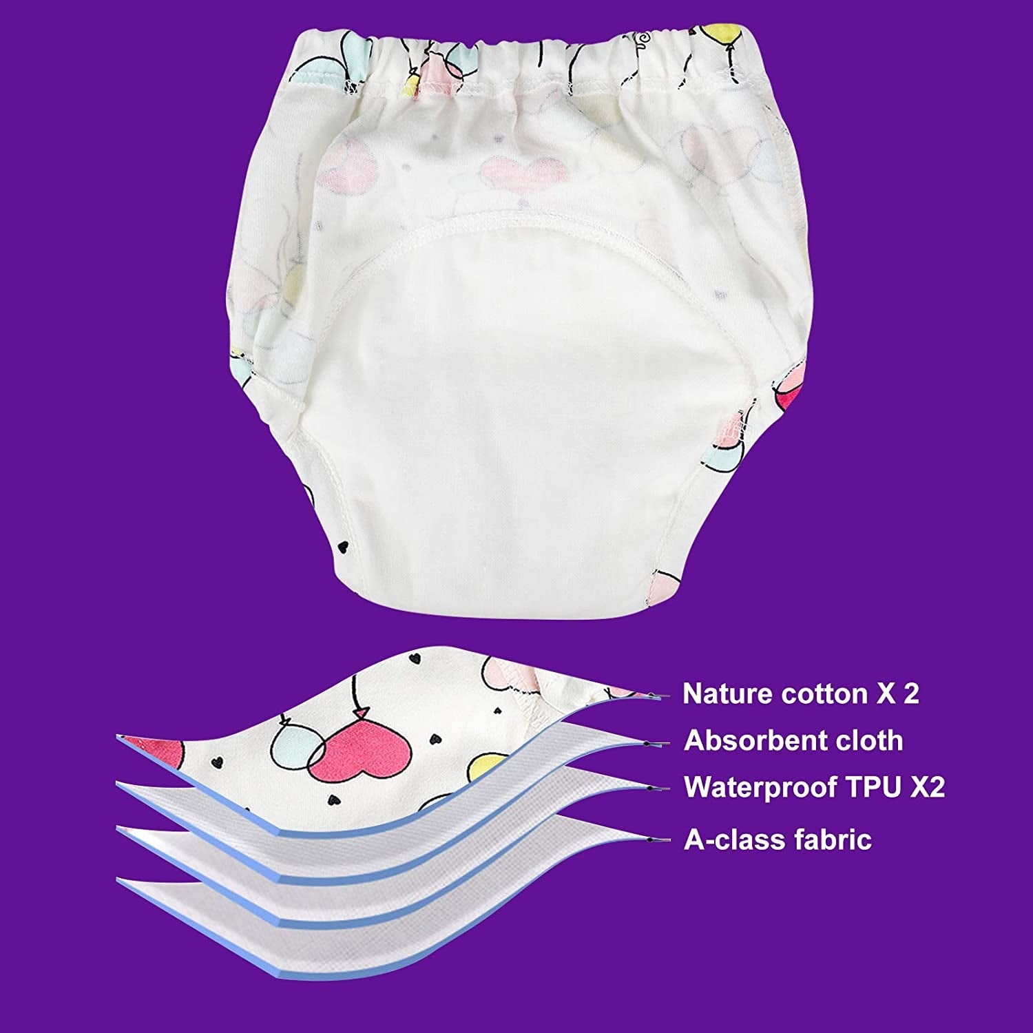 6 Packs Cotton Training Pants Reusable Toddler Potty Training Underwear for Boy and Girl Mermaid-2T Pink