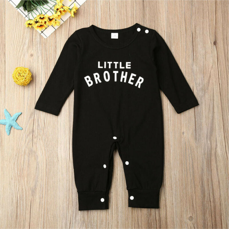 Pudcoco 2021 Newborn Baby Boy Long Sleeve Little Brother Romper Jumpsuit One-Piece Clothes