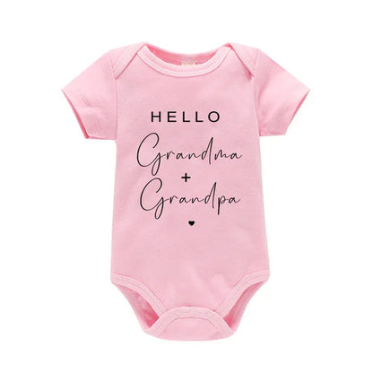 Pregnancy Announcement to Be Grandparents Hello Grandma & Grandpa Baby Bodysuits Infant Baby Boy Girls Clothes Baby Shower Gift