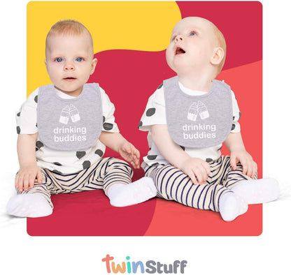 Drinking Buddies Bibs - Twins Baby Bibs for Boys and Girls