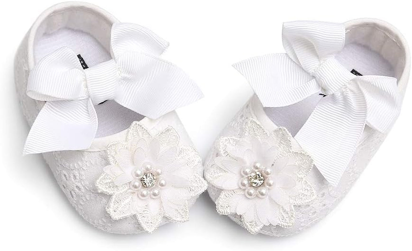 Infant Baby Girl Shoes Baby Mary Jane Flats Princess Wedding Dress Shoes Crib Shoe for Newborns, Infants, Babies, and Toddlers