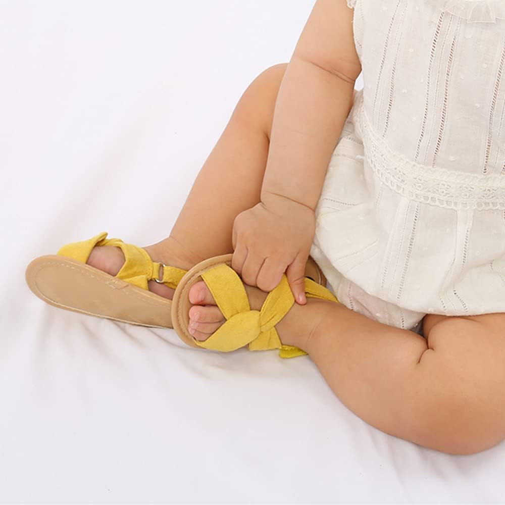 Infant Baby Girls Summer Sandals with Flower Soft Sole Newborn Toddler First Walker Crib Dress Shoes