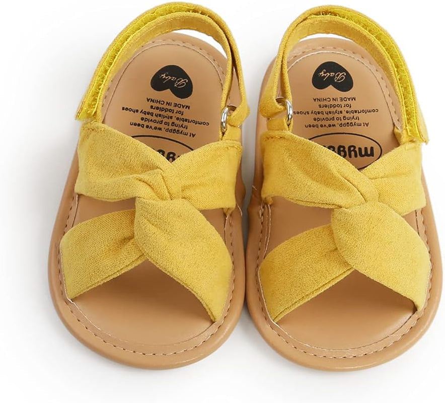 Infant Baby Girls Summer Sandals with Flower Soft Sole Newborn Toddler First Walker Crib Dress Shoes